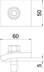OBO KWH 5 FT Spojovací úhelník se šr. s hák. hl. h = 5 mm 60x50 Ocel žár.zinek