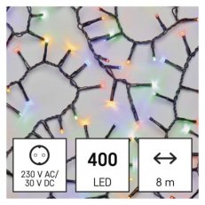 LED vánoční řetěz ježek, 8 m, venkovní i vnitřní, multicolor, časovač