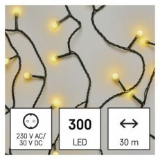 LED vánoční cherry řetěz - kuličky 30 m venkovní i vnitřní teplá bílá časovač