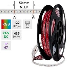 LED pásek SMD4040 RGB, 120LED/m, 14W/m, DC 24V, 435lm/m, IP67, 12mm, 50m