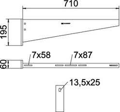 Nástěnný výložník OBO AW 55 71 FT B710mm Ocel žár.zinek