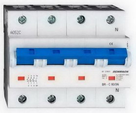 Instalační jistič 20 kA, C 80A, 3+N SCHRACK BR578800--