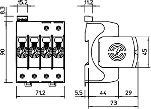 OBO V20-4+FS-550 Svodič přepětí typ 2 4P 40kA(8/20),DS 550V