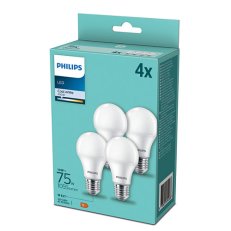 Philips LED žárovka sada 4ks 10W-75W A60 E27 CW FR ND 4PF/6