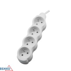 Prodlužovací přívod 4x2p+Z, 250V, 3x1,5mm, 16A bílá 3m BEMKO 102101