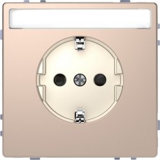 Zásuvka Merten D-Life 250V/16A SCHUKO clonky popisové pole kov Brushed Gold