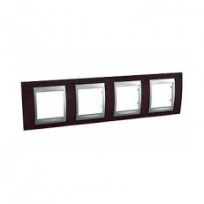 Unica Top Krycí rámeček čtyřnásobný, Wenge/Aluminium SCHNEIDER MGU66.008.0M3
