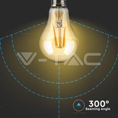 LED žárovka V-TAC Filament 4W E27 A60 Amber 2200K Cover 2200K VT-214