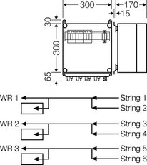 Připojovací skříň FV 6x string, 3x vstup střídače HENSEL MI PV 1263