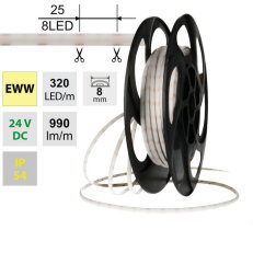 LED pásek Dot-Free EWW 320LED/m 10W/m DC24V 990lm/m CRI90 IP54 8mm 50m