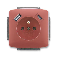 Zásuvka s kolíkem, s clonkami, USB-A/C vřesová ABB 5569A-A32357 R2