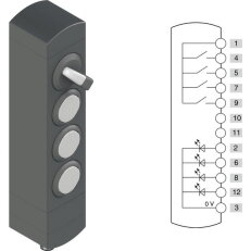 Ovládací jednotka BN 4 prvky (konfigurace A75) Konektor M12,12 pólů, IP65