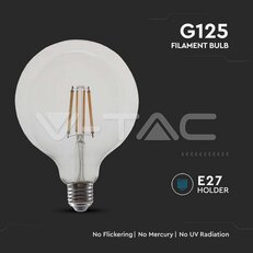 LED Bulb 12,5W Filament  E27 G125 Clear Cover 4000K   VT-2143, V-TAC SKU217454