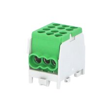 Svorkovnice rozbočovací HLAK 25 1/4 M2 100A 1pól. AL/CU IP20 zelená na DIN