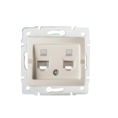 Dvojitá datová zásuvka nezávislá LOGI 2xRJ45Cat 6 Jack 25170 Kanlux krémová