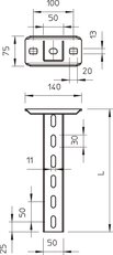 OBO US 5 K 100 FT Tubus s navařenou základovou deskou 50x50x1000 Ocel žár.zinek