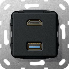 HDMI USB 3.0 A G-Ch vložka černá m GIRA 567810