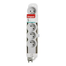 PRODLUŽOVACÍ PŘÍVOD ZÁSUVKA 5X2P+T, KABEL 3 M, BÍLÁ/SVĚTLE ŠEDÁ LEGRAND 049492