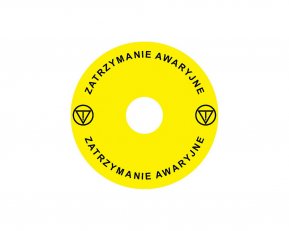 Štítek nouzového zastavení NOARK pro Ex9P1 H, samolepicí, žlutý, průměr 90mm, PL