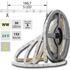 LED pásek SMD3528 WW, 30LED, IP54, 5m