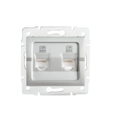 Dvojitá datová zásuvka nezávislá LOGI 2xRJ45Cat 6 Jack 25229 Kanlux stříbrná