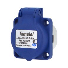 Zásuvka vestavná 13956F IP54/250V/16A s ochranným kolíkem, modrá FAMATEL 13956F