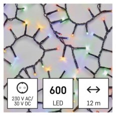 LED vánoční řetěz ježek, 12 m, venkovní i vnitřní, multicolor, časovač