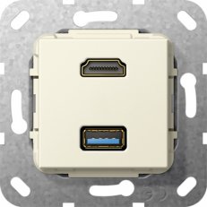 HDMI, USB 3.0 A Krátký kabel vložka krémově bílá GIRA 567901