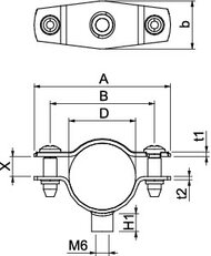 OBO ASG 732 25 G Distanční příchytka s připojovacím závitem M6 20-25mm Ocel