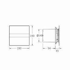 Ventilátor CATA e150 GT sklo časovač bílý 00902100