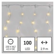 LED vánoční nano řetěz rampouchy 2,9 m venkovní i vnitřní teplá bílá programy