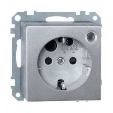 Schneider MTN500160 Zásuvka 250V/16A s bočním kontaktem a časovačem, alu
