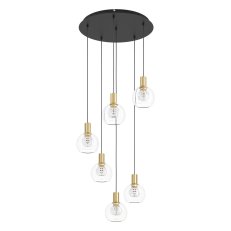 Závěsné svítidlo TERQUE LED černí/mosaz/čirá 6X5,4W EGLO 390279