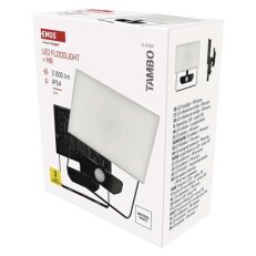 LED reflektor TAMBO se senzorem pohybu, 30 W, 3000 lm, černý EMOS ZS2932