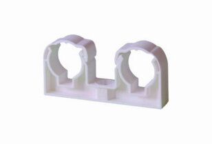 Příchytka dvojitá se třmenem 2x20mm bílá UNI, závit M6 KOŇAŘÍK 13401820
