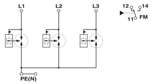 Kombinovaný svodič typu 1+2+3 FLT-MB-T1-264/12.5-3+0-UT-R 1380660