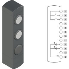 Ovládací jednotka BN 3 prvky (konfigurace B10) Konektor M12,12 pólů, IP65