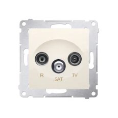 Zásuvka R-TV-SAT průběžná, (strojek s krytem) krémová KONTAKT SIMON DASP.01/41