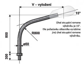 VA 3/89 - 1000/90 výložník obloukový pro stožáry JB, LPH, J AMAKO 0131011189A