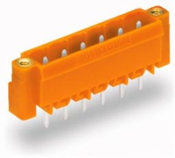 Konektor s pájecími piny THT, pájecí kontakt 1,0x1,0 mm, rovné, oranžová 2pól.