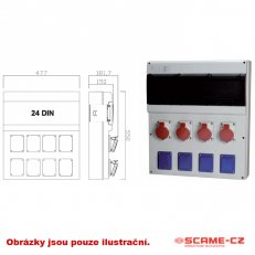 SCAME Zásuvková rozvodnice s chráničem D581 2x230V, 2x16A4p, 4x32A4p