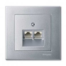 Merten Centrální deska 2xRJ45 System M Aluminium SCHNEIDER MTN298060