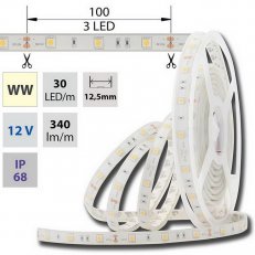 LED pásek SMD5050 WW, 30LED/m, IP68, 5m, 12V, 7,2 W/m - ML-121.593.60.0