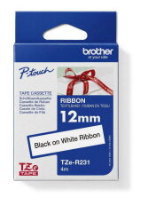 Páska BROTHER TZe-R231 bílá/čená (12mm, 4m, pruhovaná)