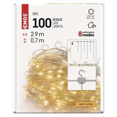 LED vánoční nano řetěz rampouchy 2,9 m venkovní i vnitřní teplá bílá programy