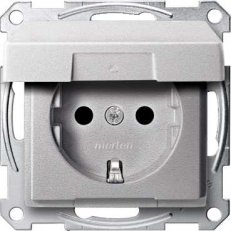 Merten Zásuvka 250V/16A SCHUKO s víčkem IP20 System M Aluminium MTN2310-0460