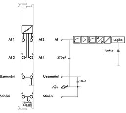 4kanálový analogový vstup DC 0-10 V asymetrický vstup WAGO 750-468/040-000