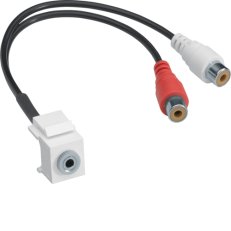 Keystone typ 10, stereo konektor Jack 3,5 mm z 2xRCA 0,2m pro montážní rám