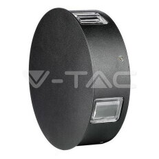 5W LED Wall Light Black Body Round 3000K IP65 V-TAC SKU218215