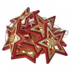 LED vánoční hvězda přírodní/červená, 2xAA, teplá bílá, časovač